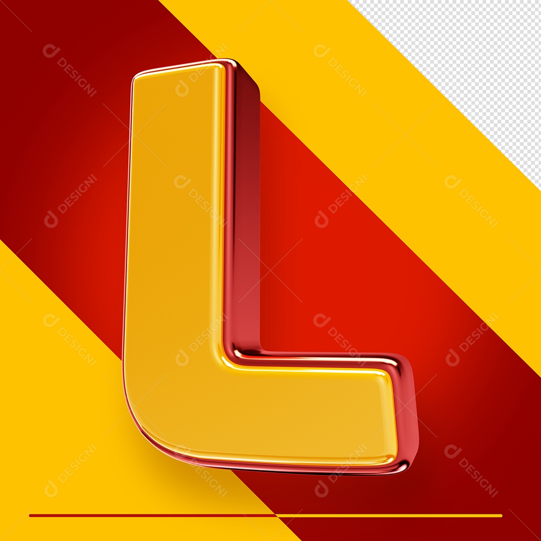 Letra 3D L Fonte Amarelo Com Vermelho Maiúsculo Do Alfabeto PSD