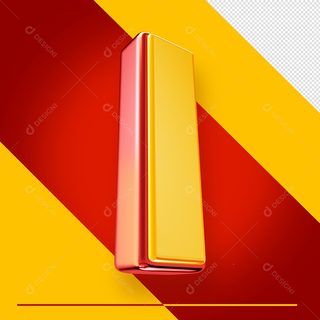 Letra 3D I Fonte Amarelo Com Vermelho Maiúsculo Do Alfabeto PSD