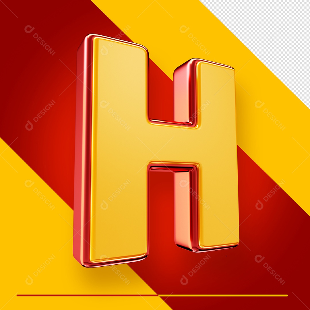 Letra 3D H Fonte Amarelo Com Vermelho Maiúsculo Do Alfabeto PSD
