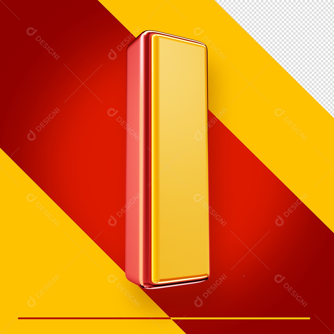 Letra 3D I Fonte Amarelo Com Vermelho Maiúsculo Do Alfabeto PSD