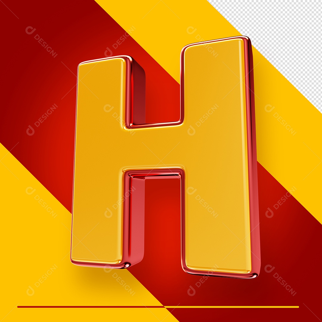 Letra 3D H Fonte Amarelo Com Vermelho Maiúsculo Do Alfabeto PSD