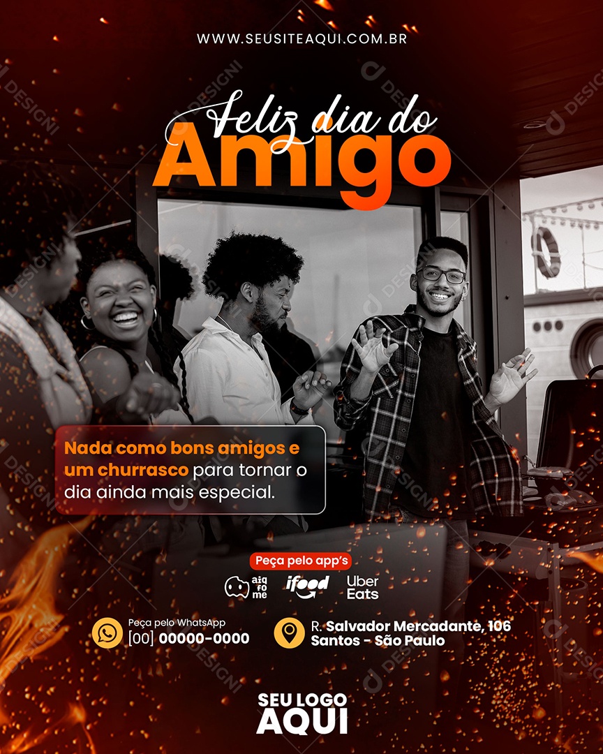 Feliz Dia Do Amigo Bons Amigos e Um Churrasco Social Media PSD Editável