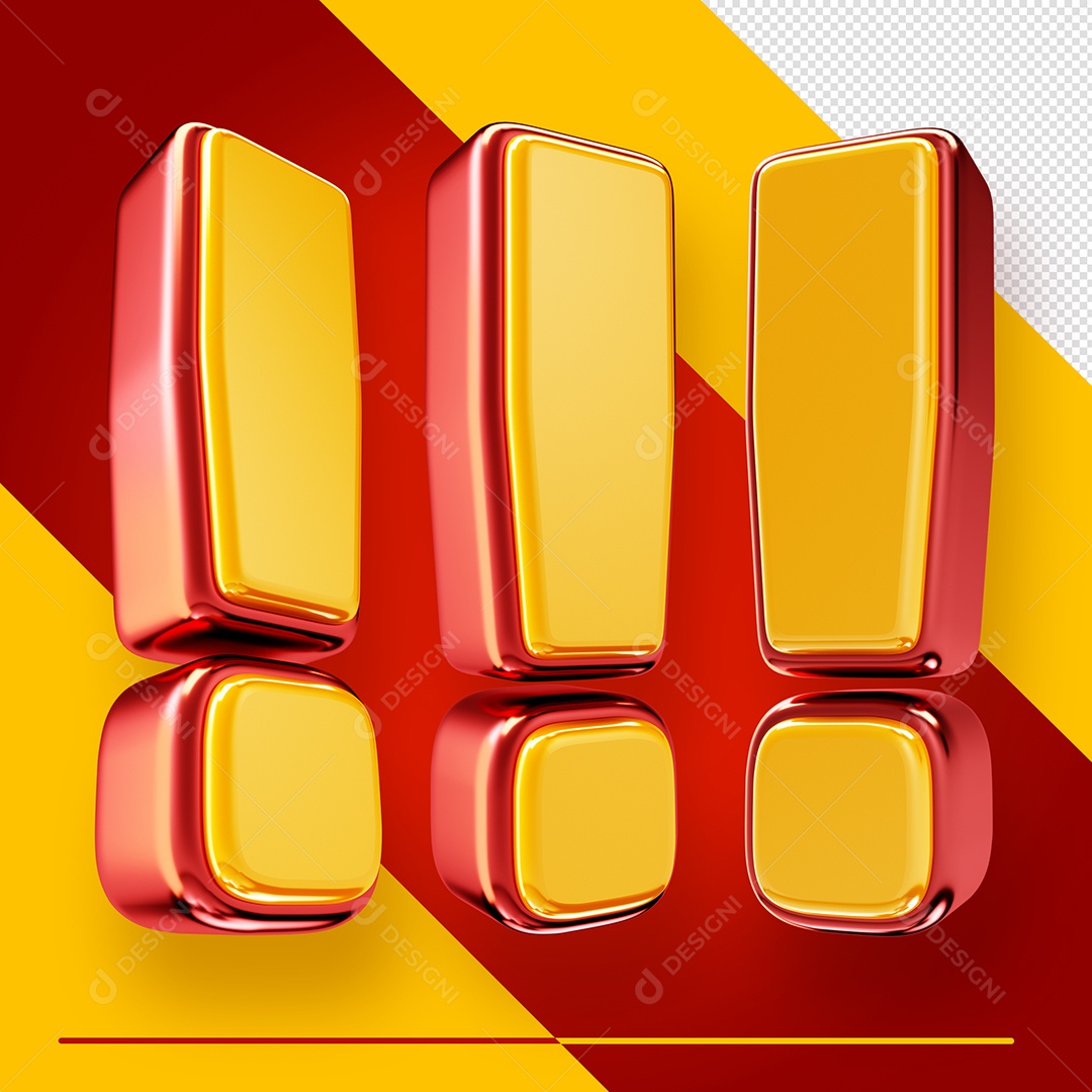 Símbolo 3D de Exclamação Fonte Amarelo Com Vermelho PSD