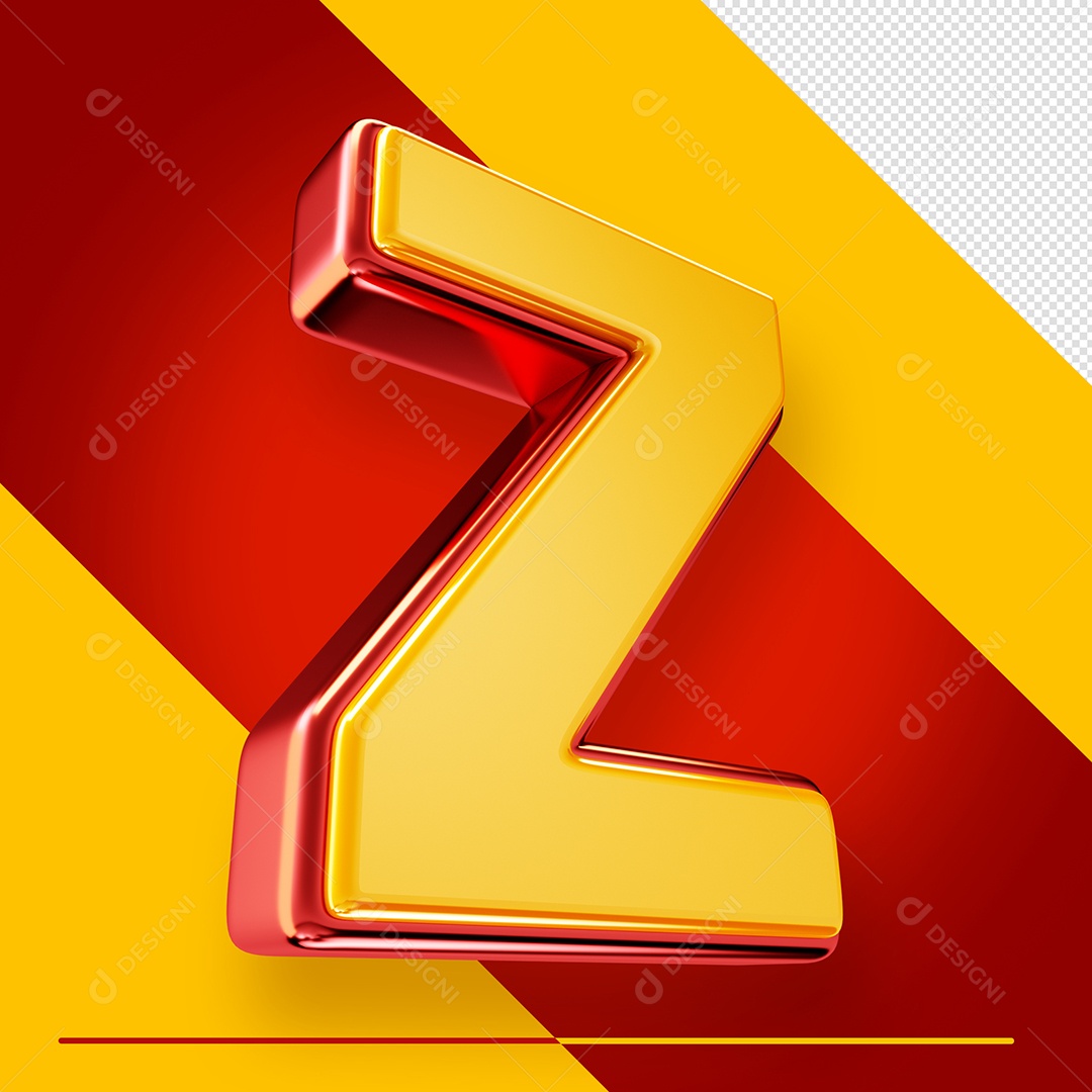 Letra 3D Z Fonte Amarelo Com Vermelho Maiúsculo Do Alfabeto PSD
