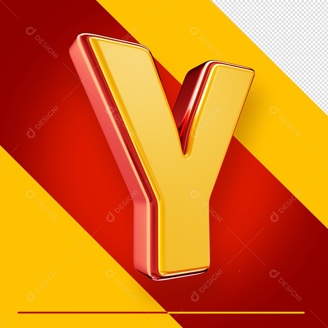 Letra 3D Y Fonte Amarelo Com Vermelho Maiúsculo Do Alfabeto PSD
