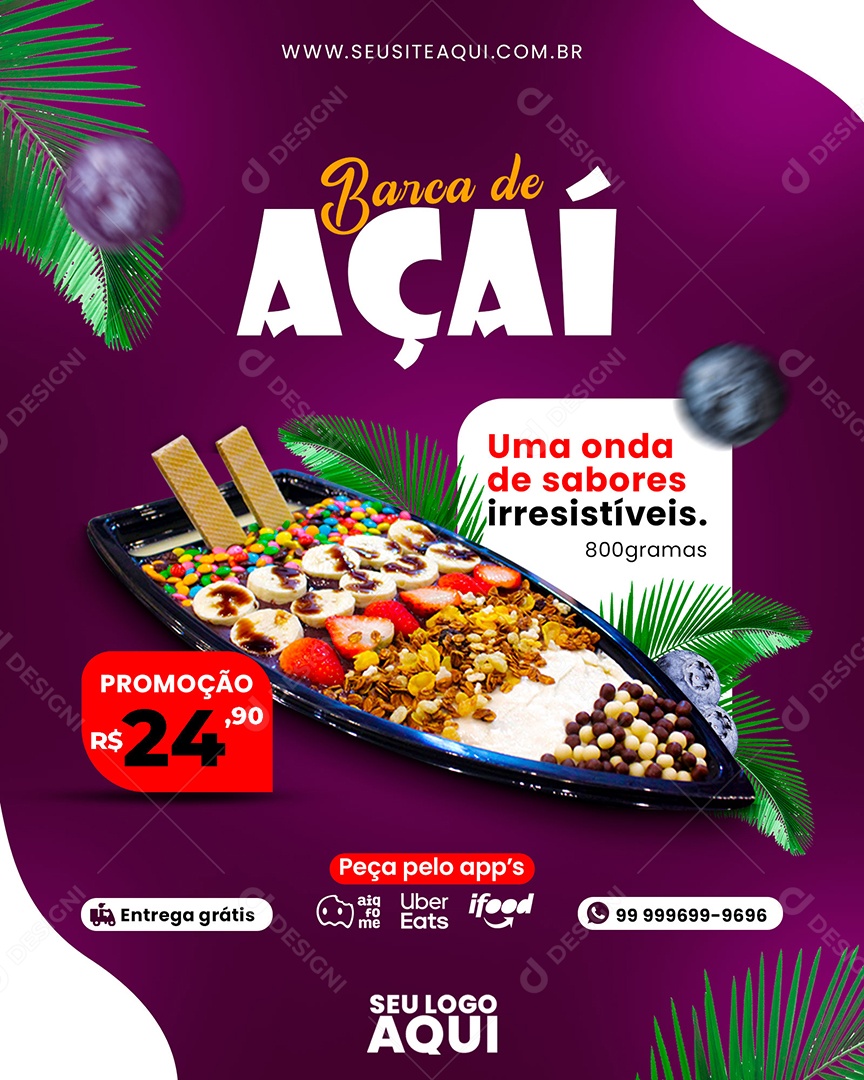 Social Media Barca De Açai Uma Onda De Sabores PSD Editável