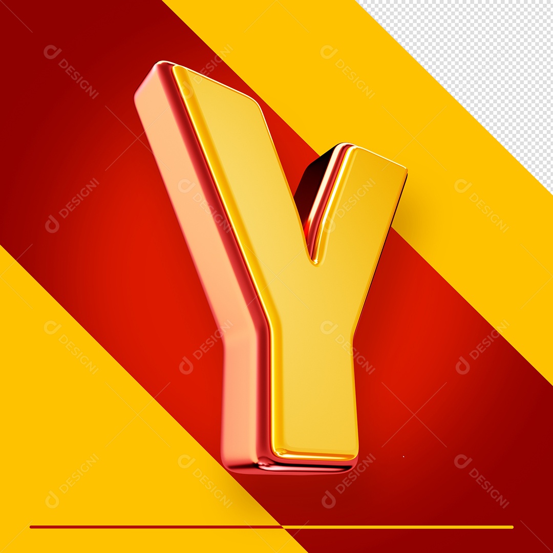 Letra 3D Y Fonte Amarelo Com Vermelho Maiúsculo Do Alfabeto PSD