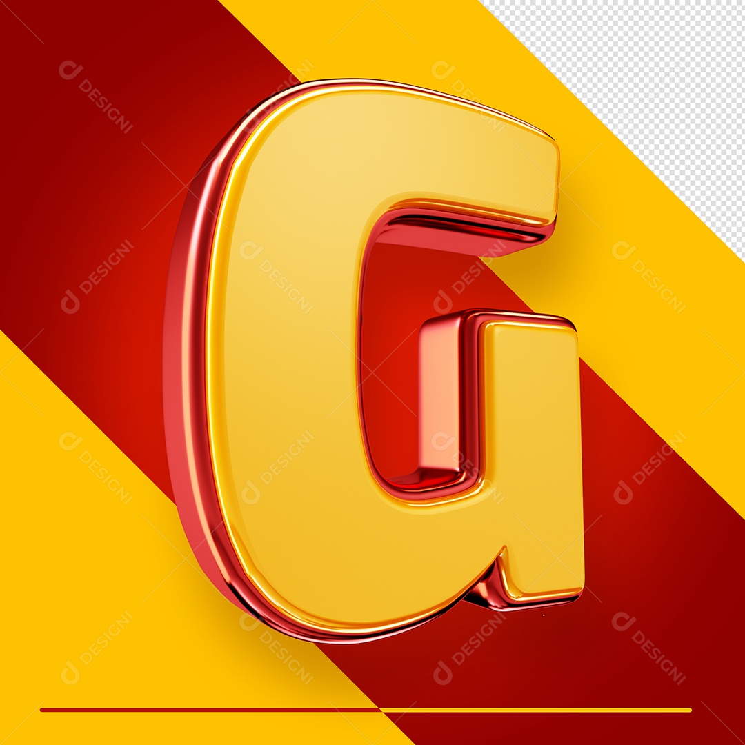 Letra 3D G Fonte Amarelo Com Vermelho Maiúsculo Do Alfabeto PSD