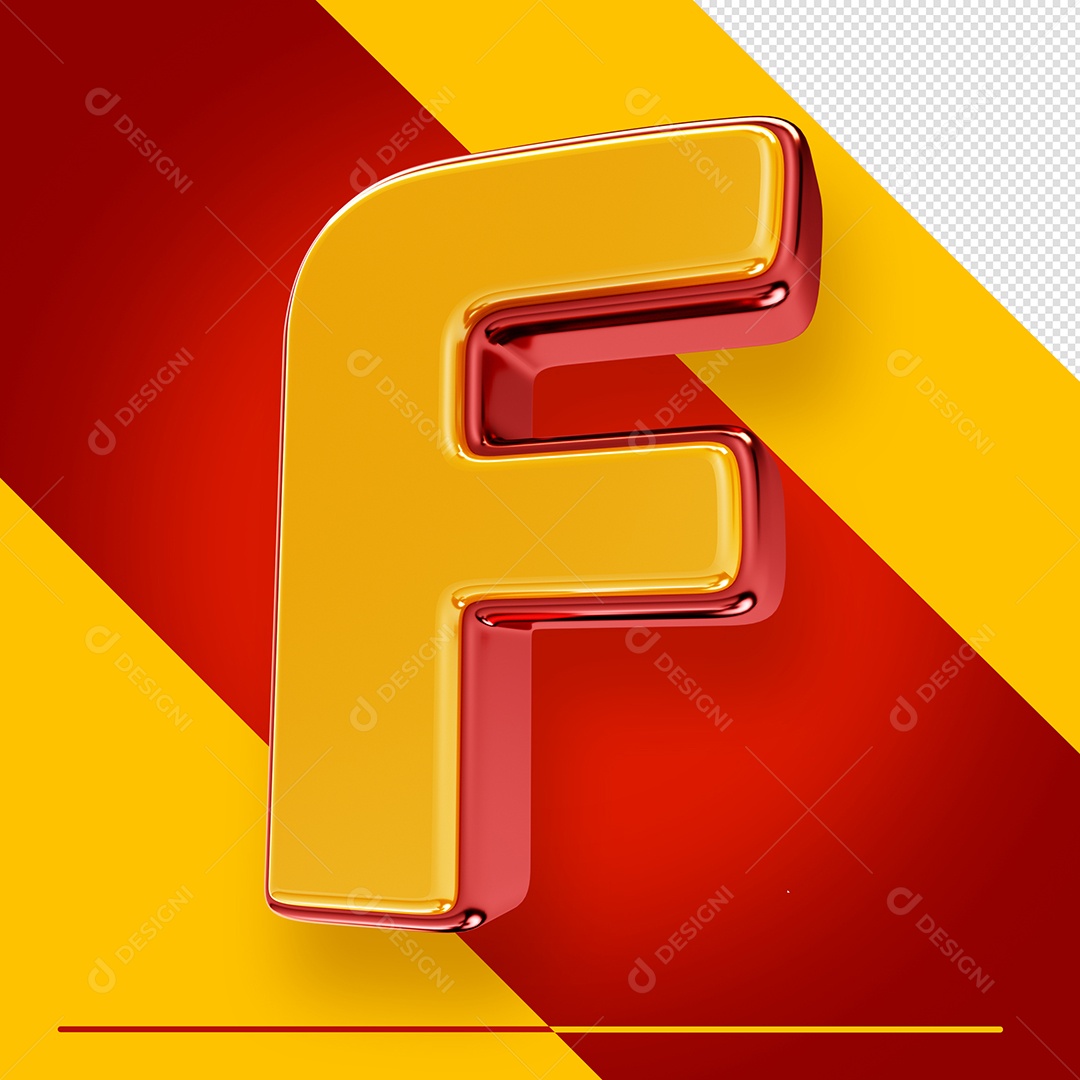 Letra 3D F Fonte Amarelo Com Vermelho Maiúsculo Do Alfabeto PSD