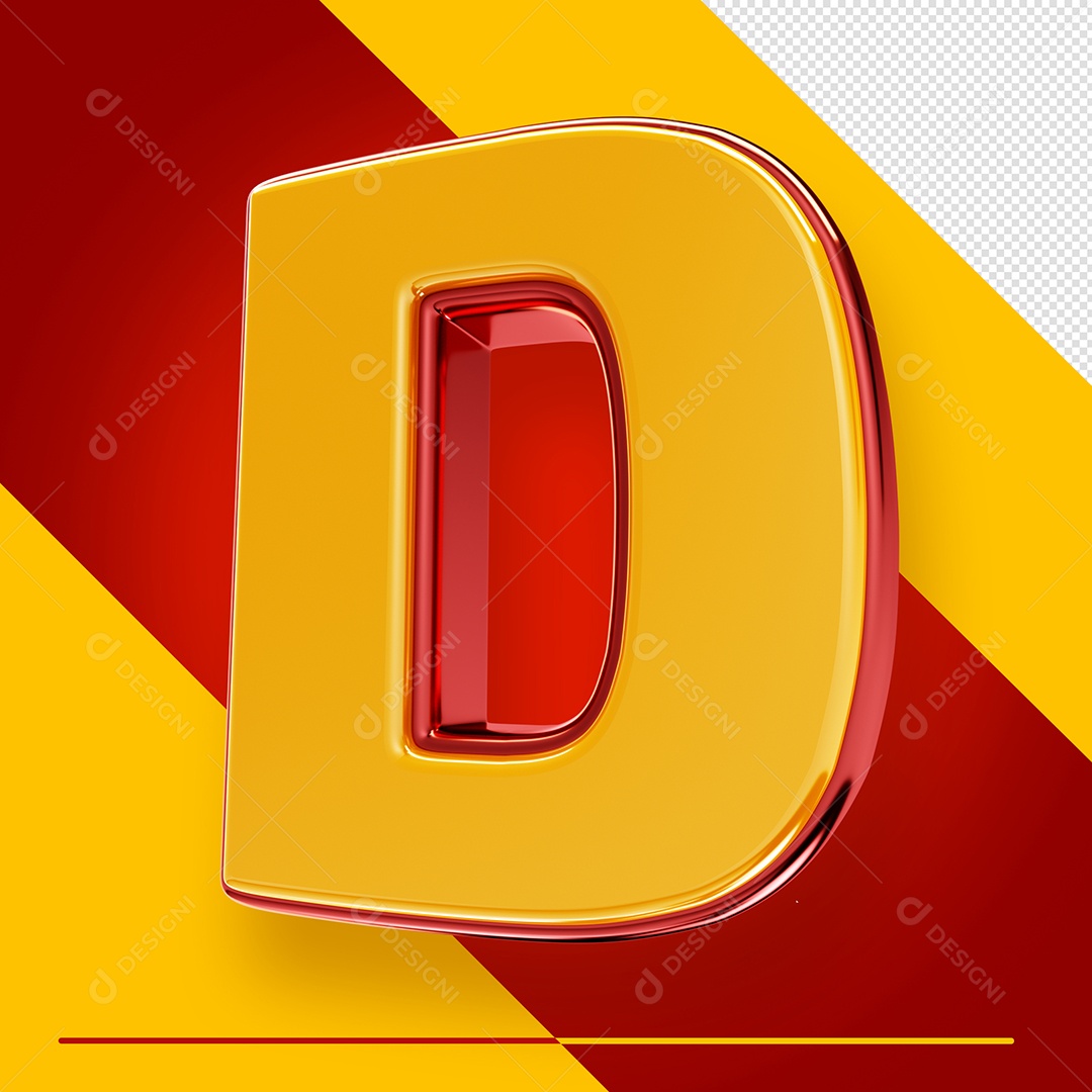 Letra 3D D Fonte Amarelo Com Vermelho Maiúsculo Do Alfabeto PSD