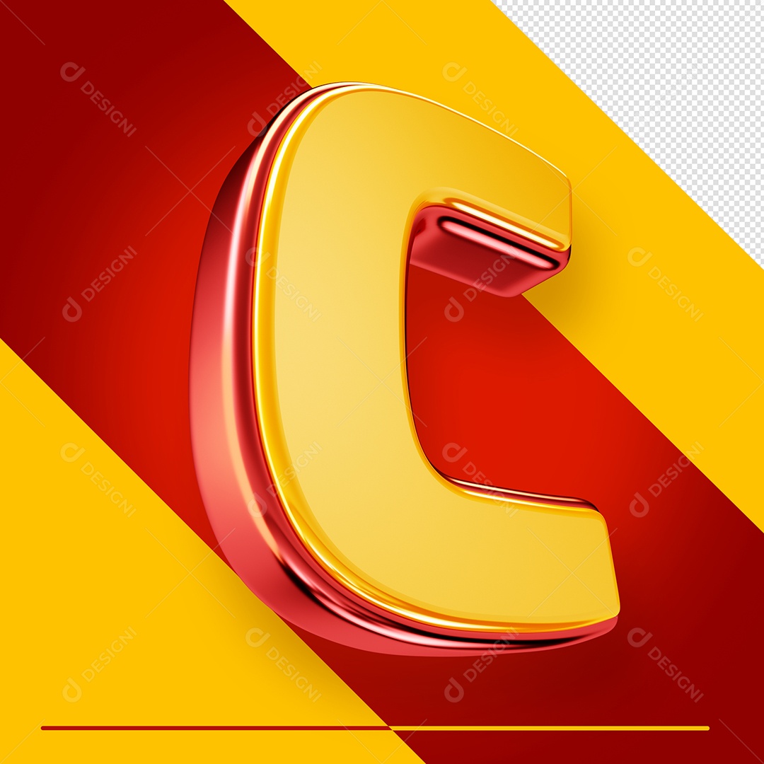 Letra 3D C Fonte Amarelo Com Vermelho Maiúsculo Do Alfabeto PSD