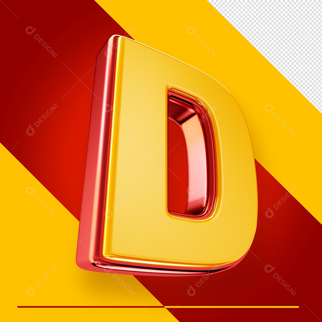 Letra 3D D Fonte Amarelo Com Vermelho Maiúsculo Do Alfabeto PSD