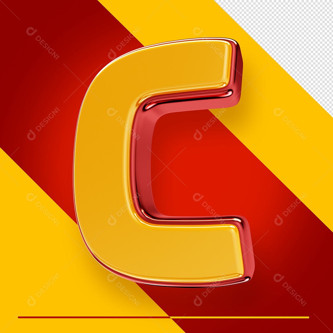 Letra 3D C Fonte Amarelo Com Vermelho Maiúsculo Do Alfabeto PSD