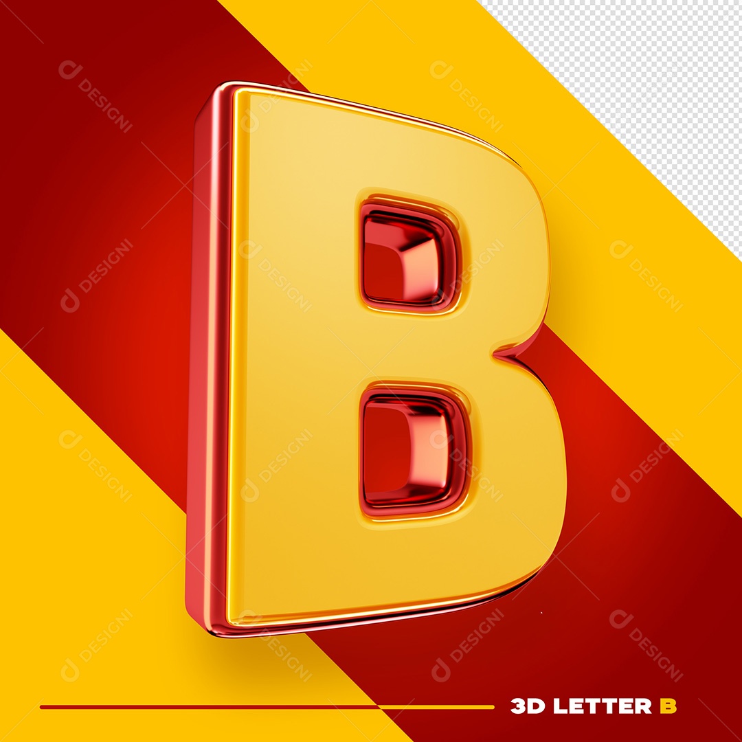 Letra 3D B Fonte Amarelo Com Vermelho Maiúsculo Do Alfabeto PSD