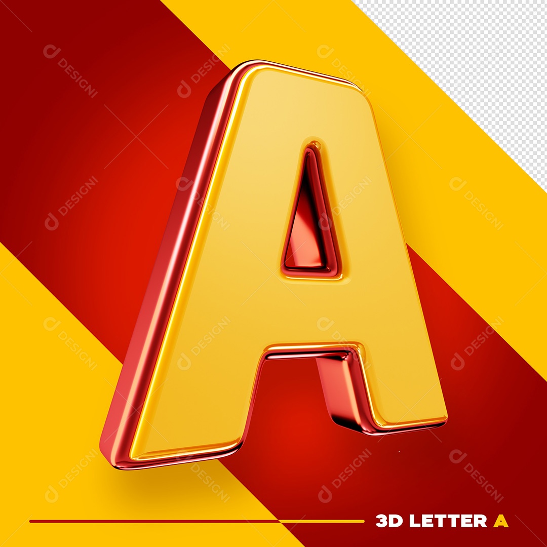 Letra 3D A Fonte Amarelo Com Vermelho Maiúsculo Do Alfabeto PSD