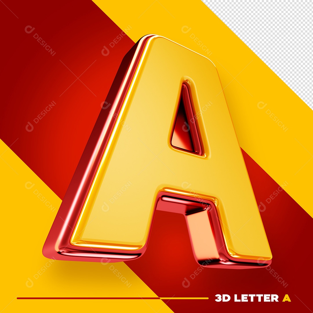 Letra 3D A Fonte Amarelo Com Vermelho Maiúsculo Do Alfabeto PSD