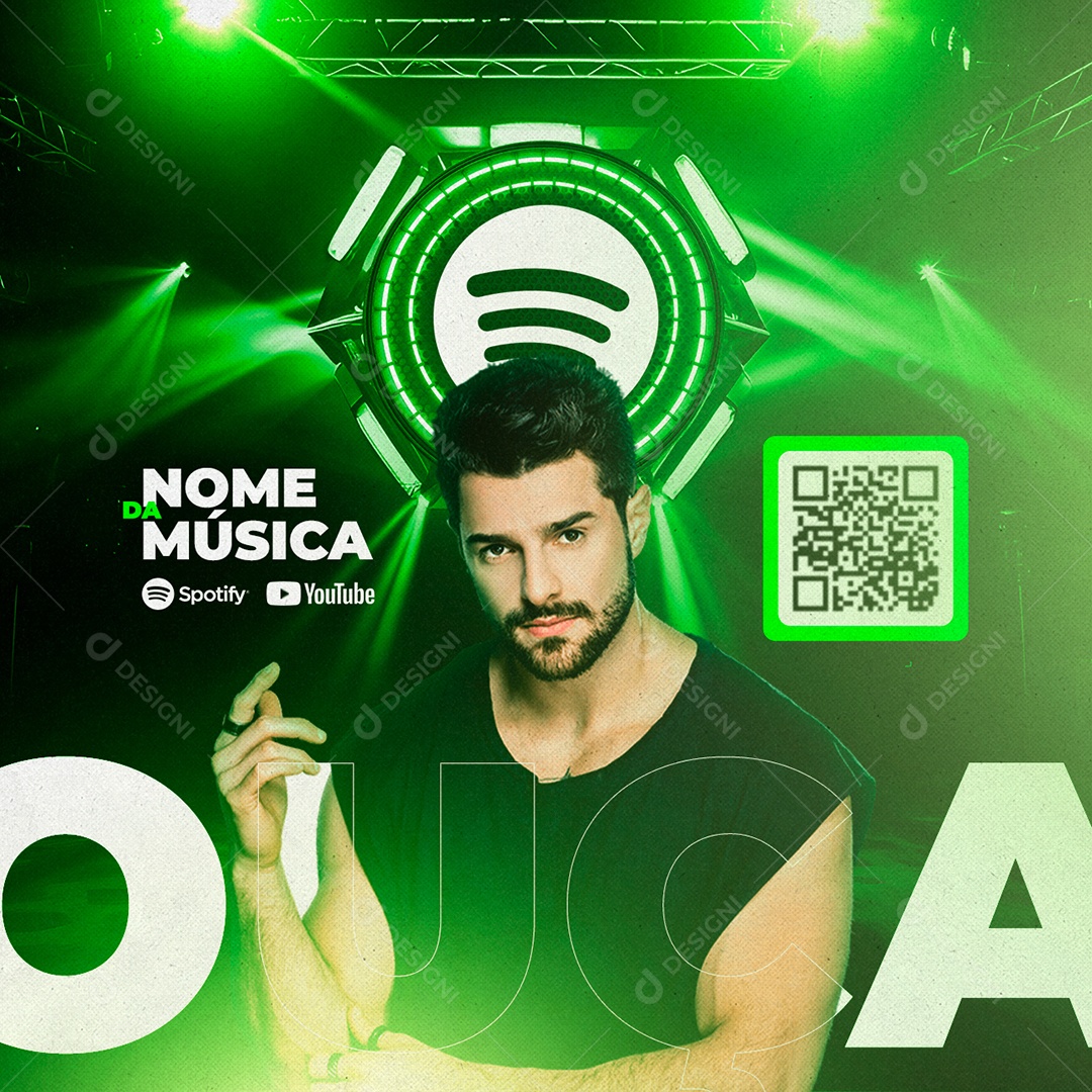 Nome Da Música Flyer Spotify DJ Alok Social Media PSD Editável