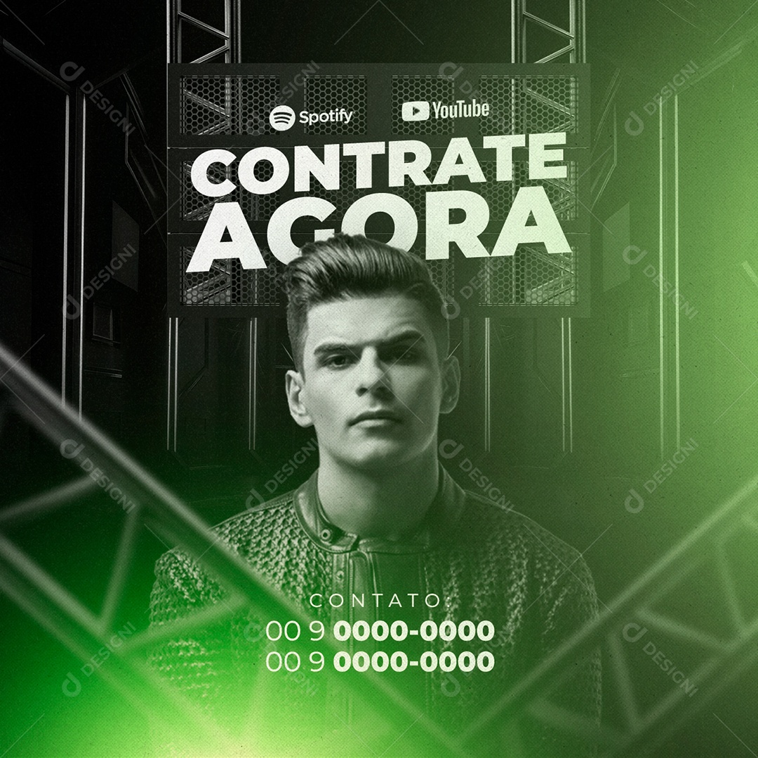 Spotify Flyer Contrate Agora Social Media PSD Editável