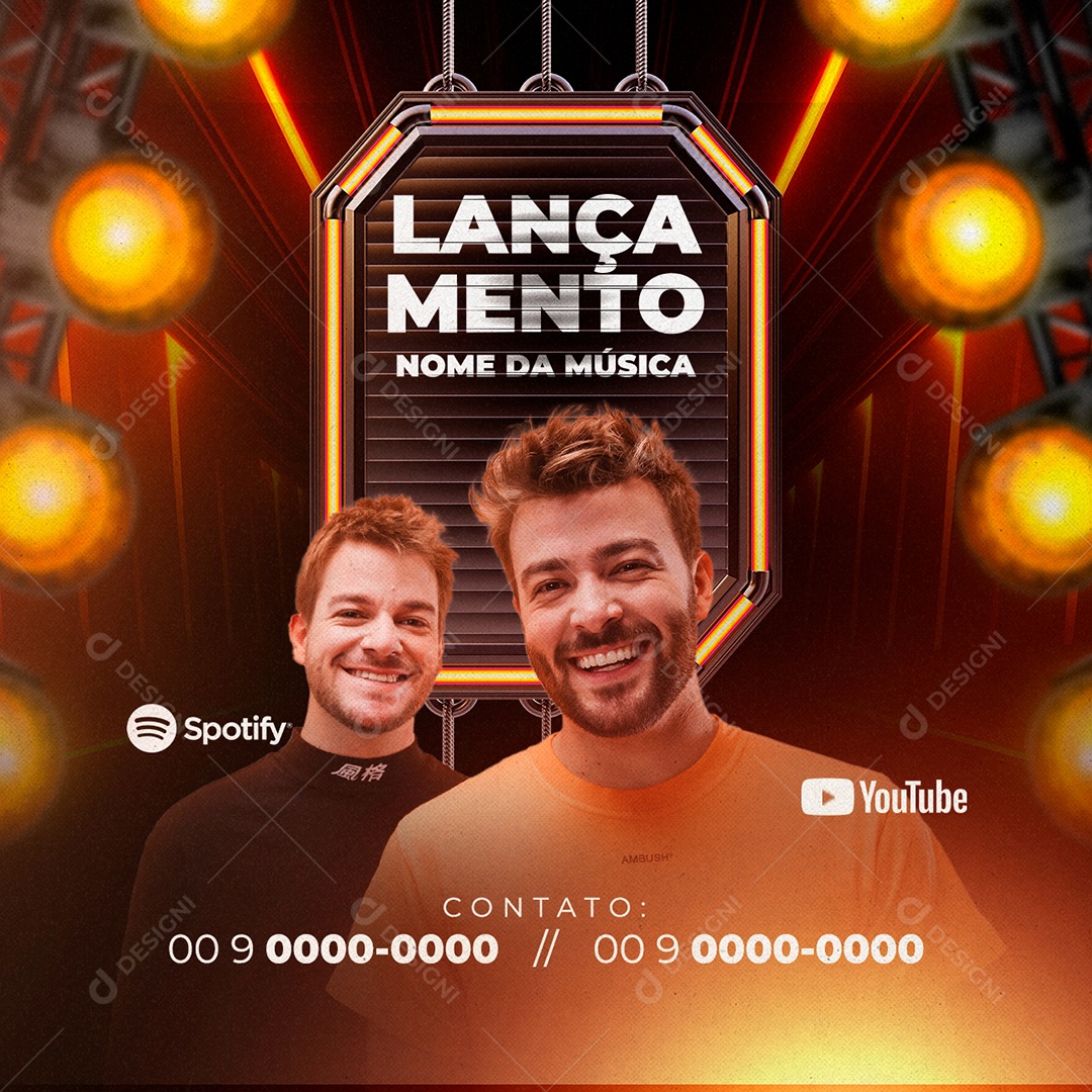 Lançamento Nome Da Música Contrate Social Media PSD Editável