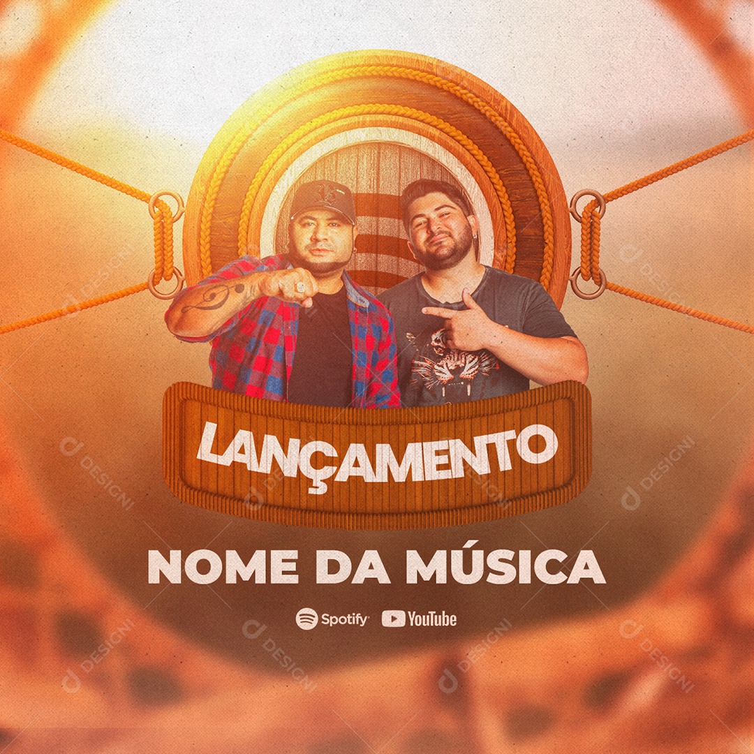 Lançamento Spotify Youtube Flyer Os Barões Da Pisadinha Social Media PSD Editável