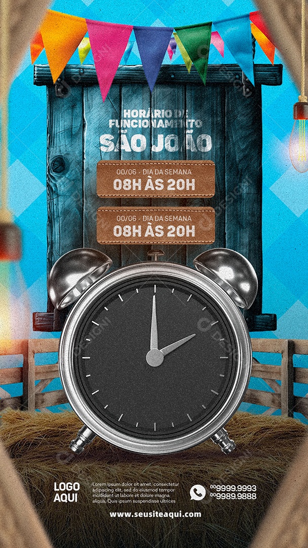 Story Social Media Horário De Funcionamento São João PSD Editável