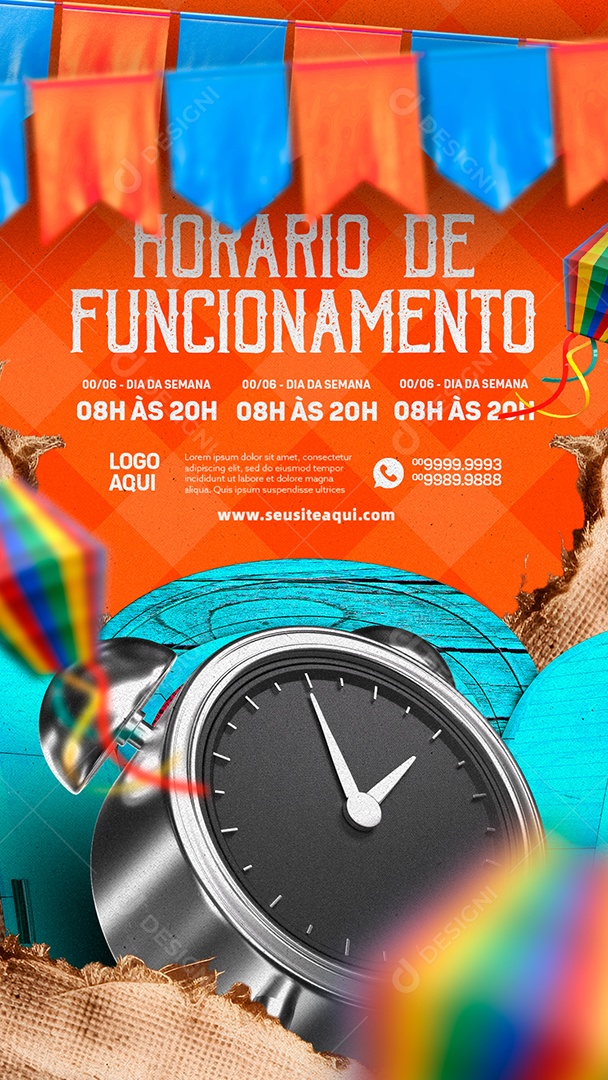 Story Horário De Funcionamento Feriado São João Social Media PSD Editável