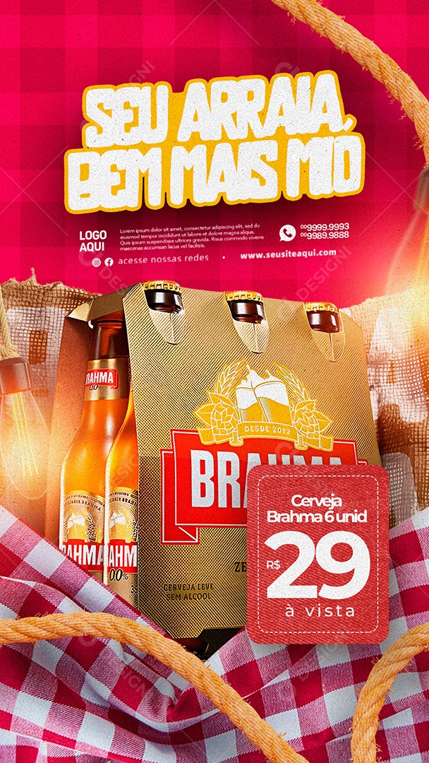 Story Seu Arraia Bem Mais Mió Cerveja Brahma Chopp São João Social Media PSD Editável