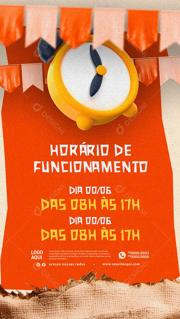 Story Horário De Funcionamento São João Social Media PSD Editável