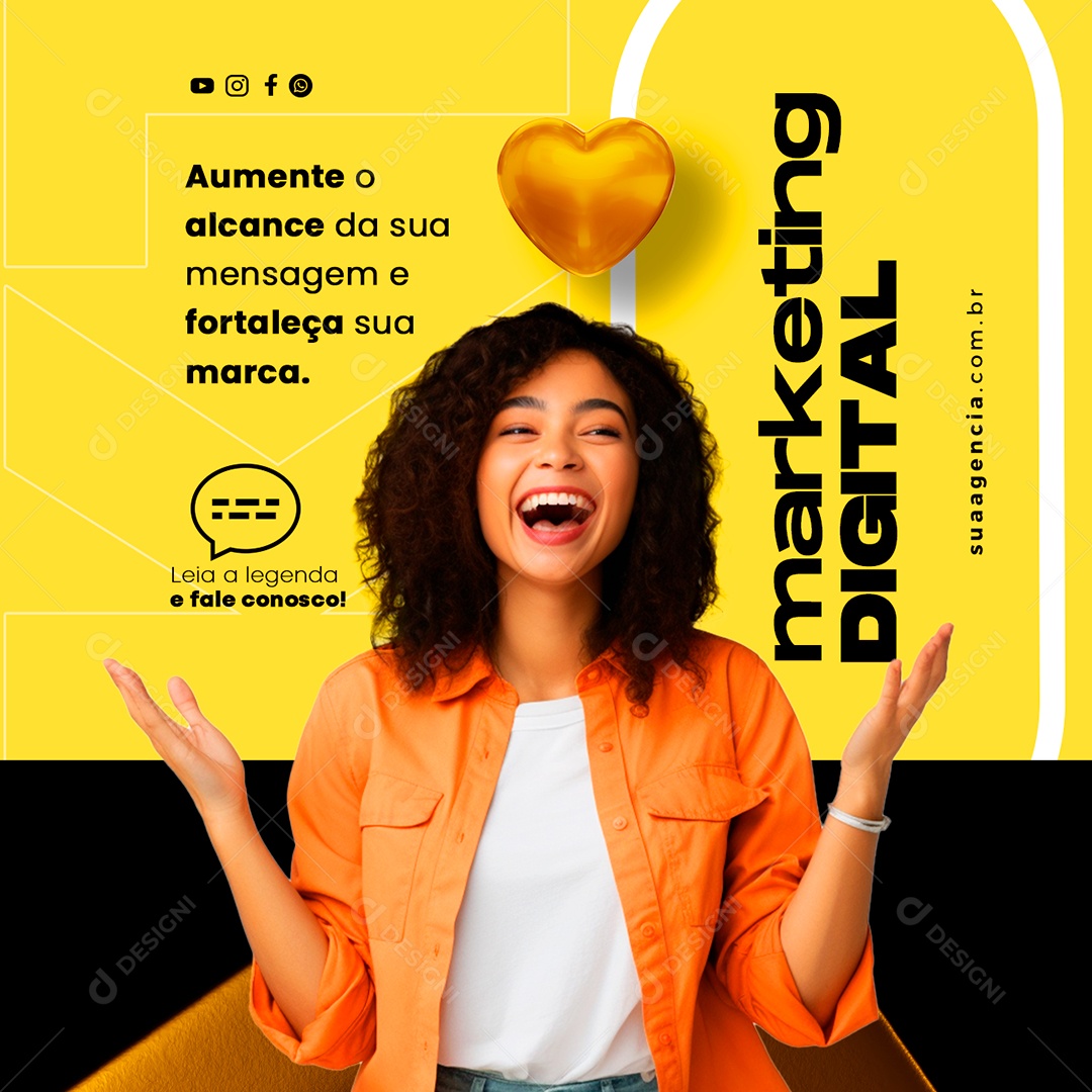 Aumente O Alcance Da Sua Mensagem Marketing Digital Social Media PSD Editável
