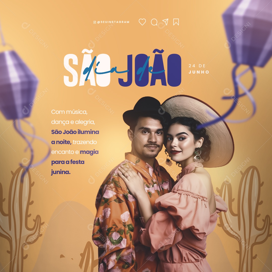 Com Música Dança E Alegria São João 24 De Junho Social Media PSD Editável