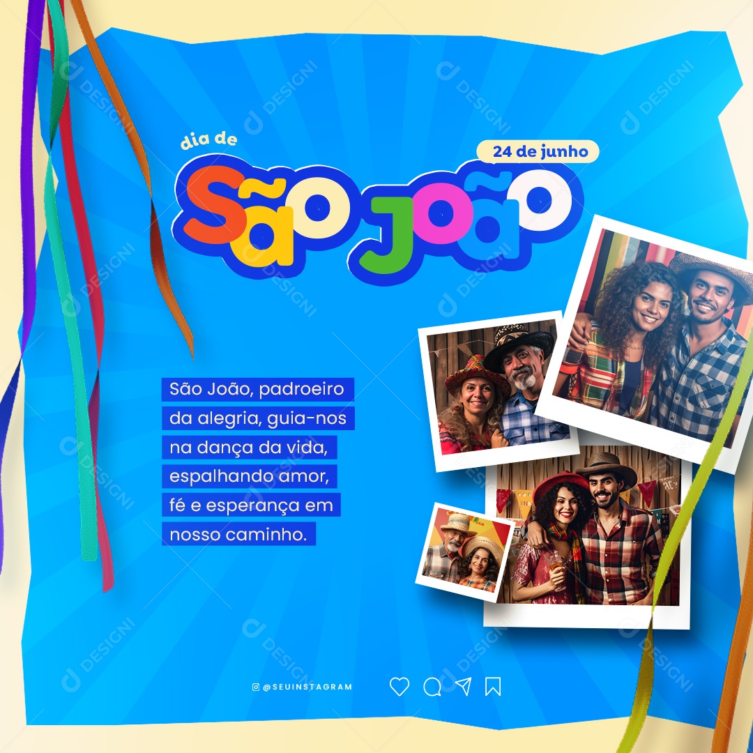 Dia De São João 24 De Junho Padroeiro Da Alegria Social Media PSD Editável