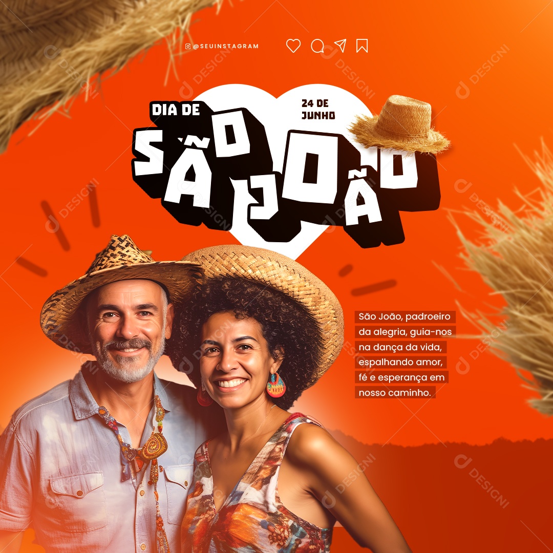 Padroeiro Da Alegria Guia-Nos Na Dança Da Vida Dia De São João Social Media PSD Editável