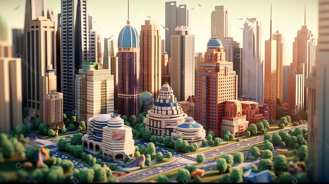 Imagem realista de cidade futurista.