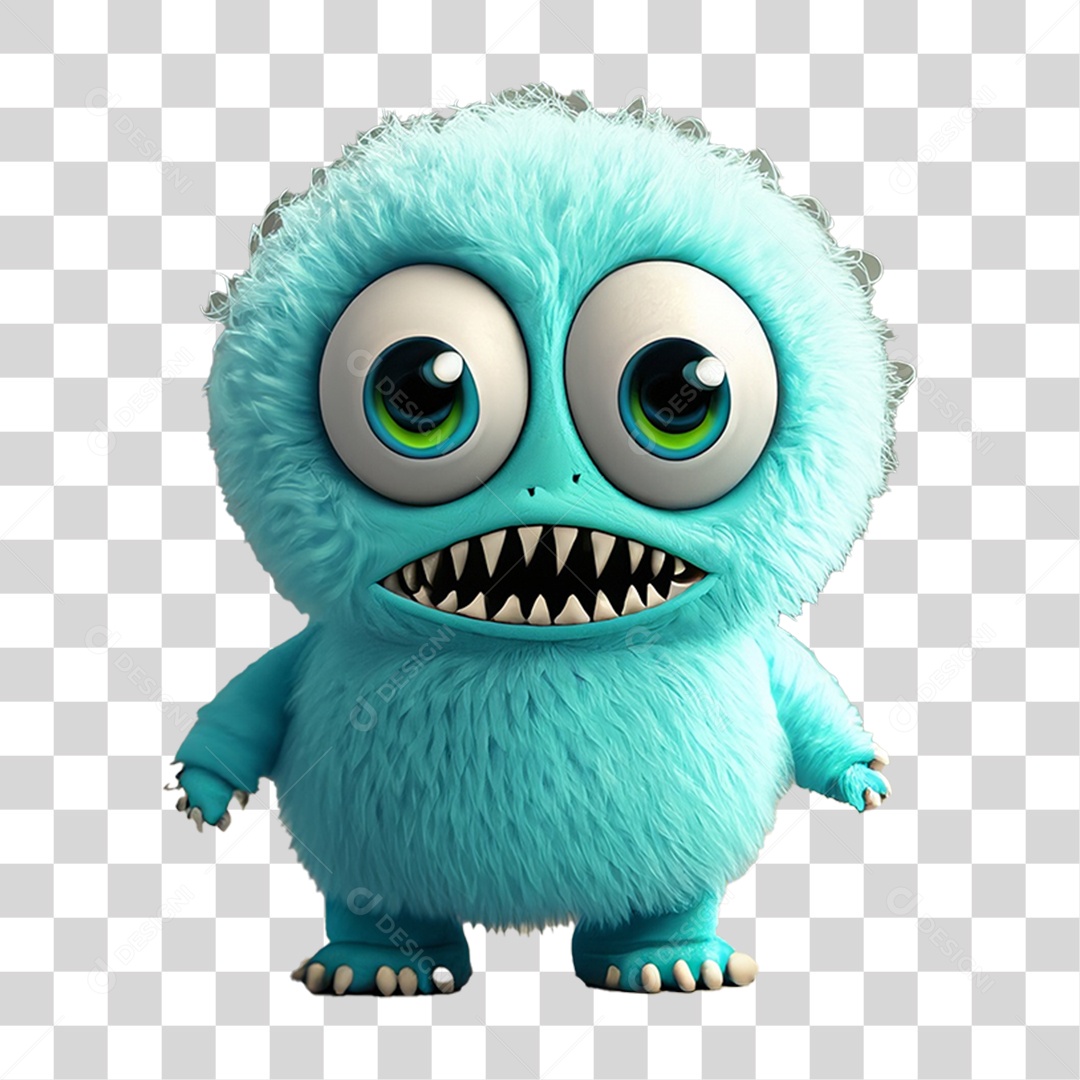 Elemento 3D Monstros de Desenhos para Composição PNG Transparente