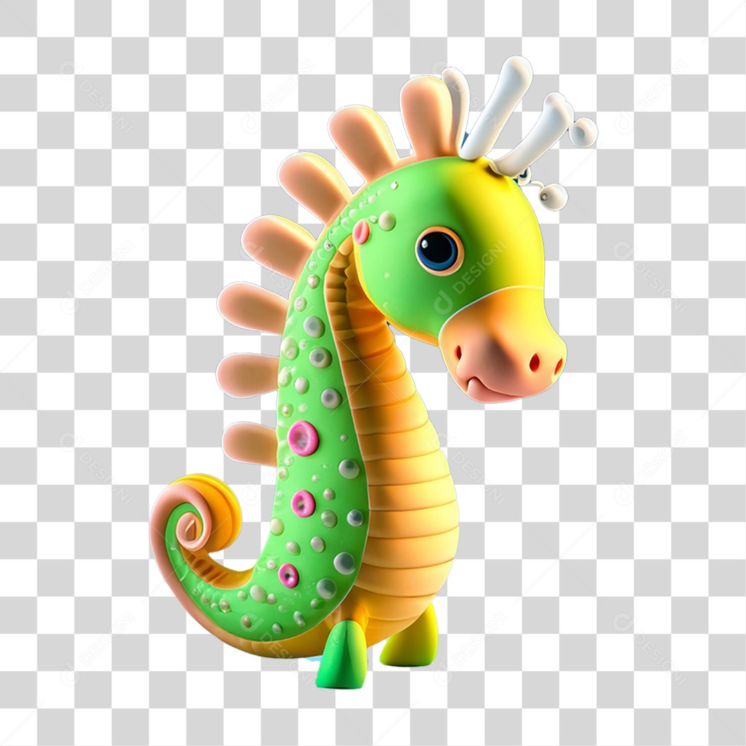 Elemento 3D Peixe Colorido Vibrante para Composição PNG Transparente