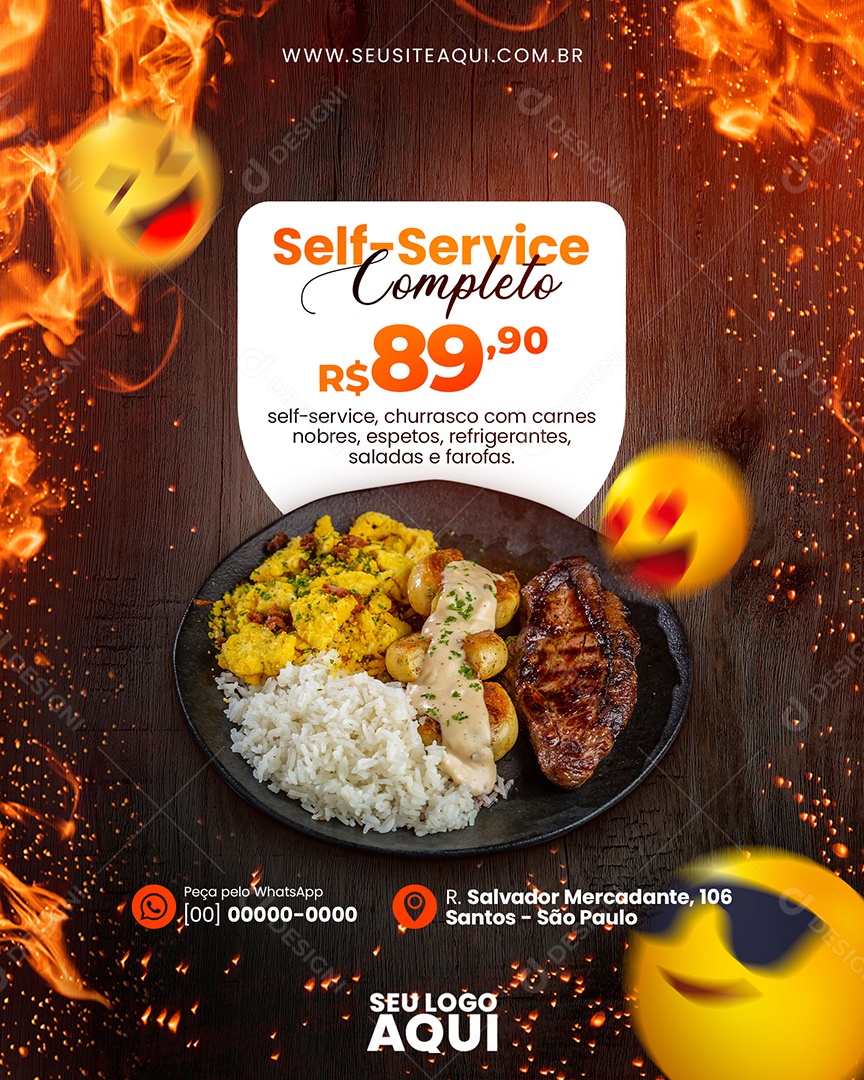 Self-Service Completo Churrascaria Social Media PSD Editável