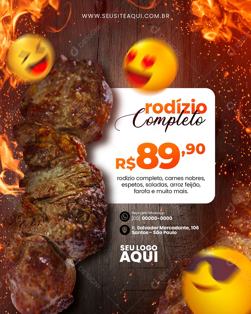 Social Media Churrascaria Rodizio Completo PSD Editável