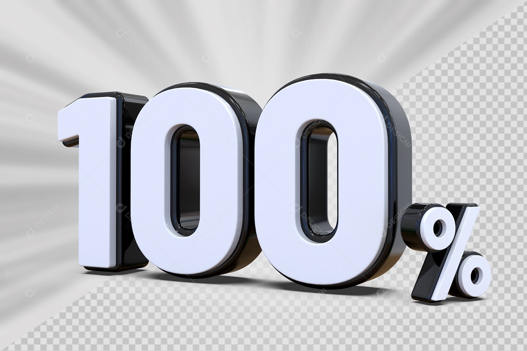 Número 3D 100% Preto e Branco Para Composição PSD