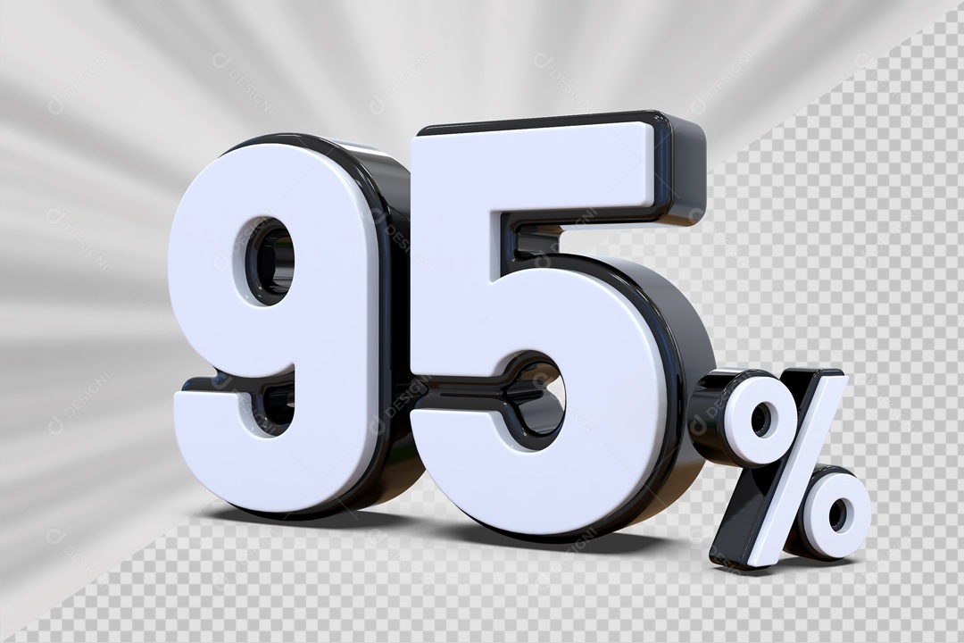 Número 3D 95% Preto e Branco Para Composição PSD