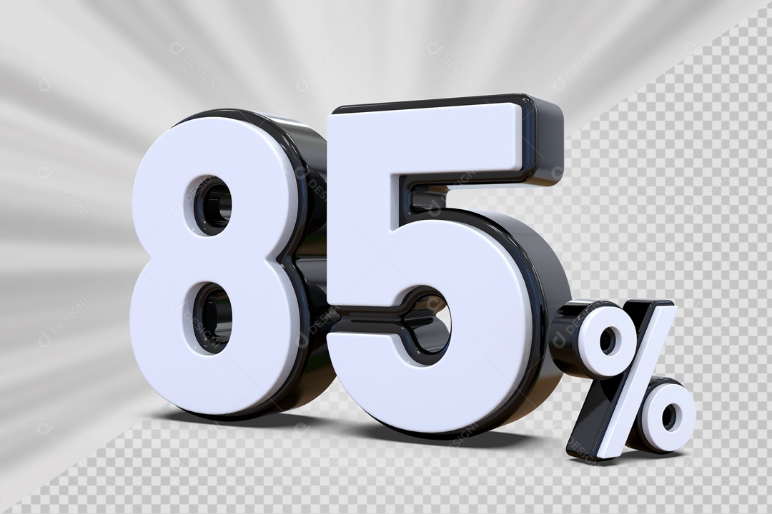 Número 3D 85% Preto e Branco Para Composição PSD