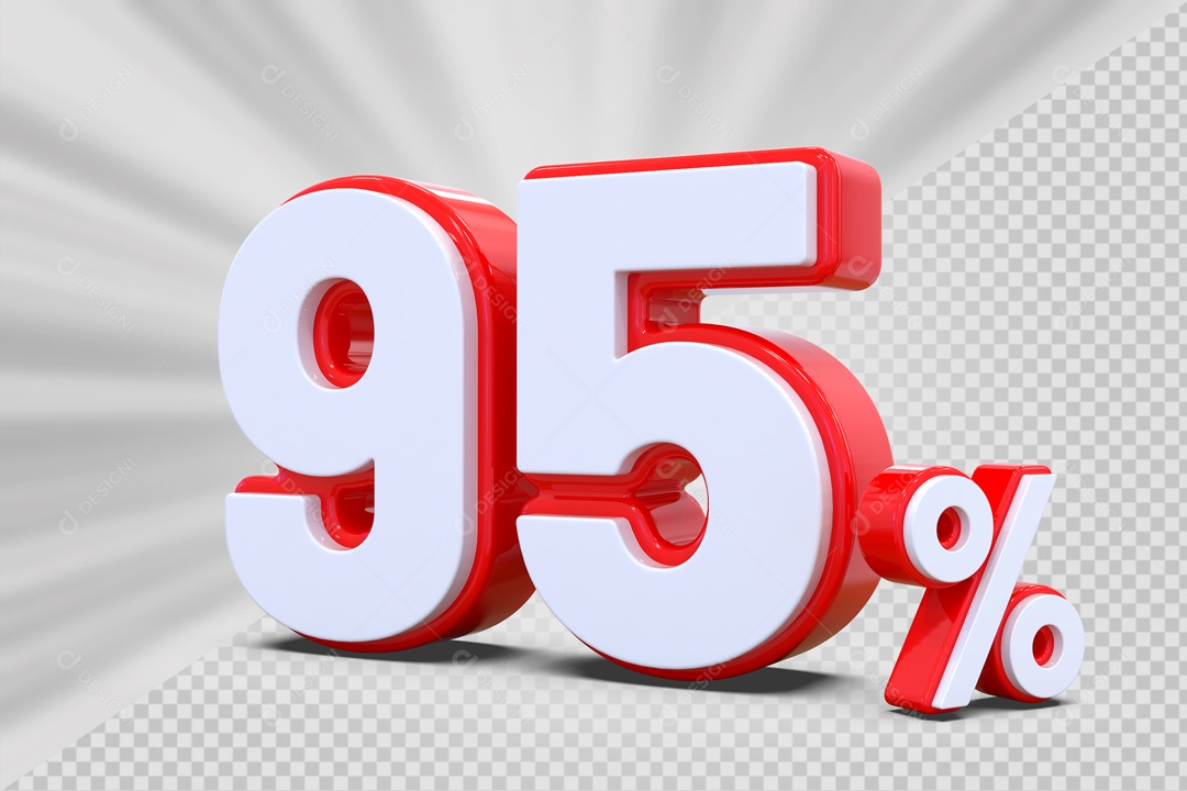 Número 3D 95% Vermelho e Branco Para Composição PSD