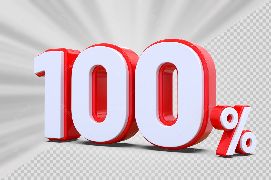 Número 3D 100% Vermelho e Branco Para Composição PSD