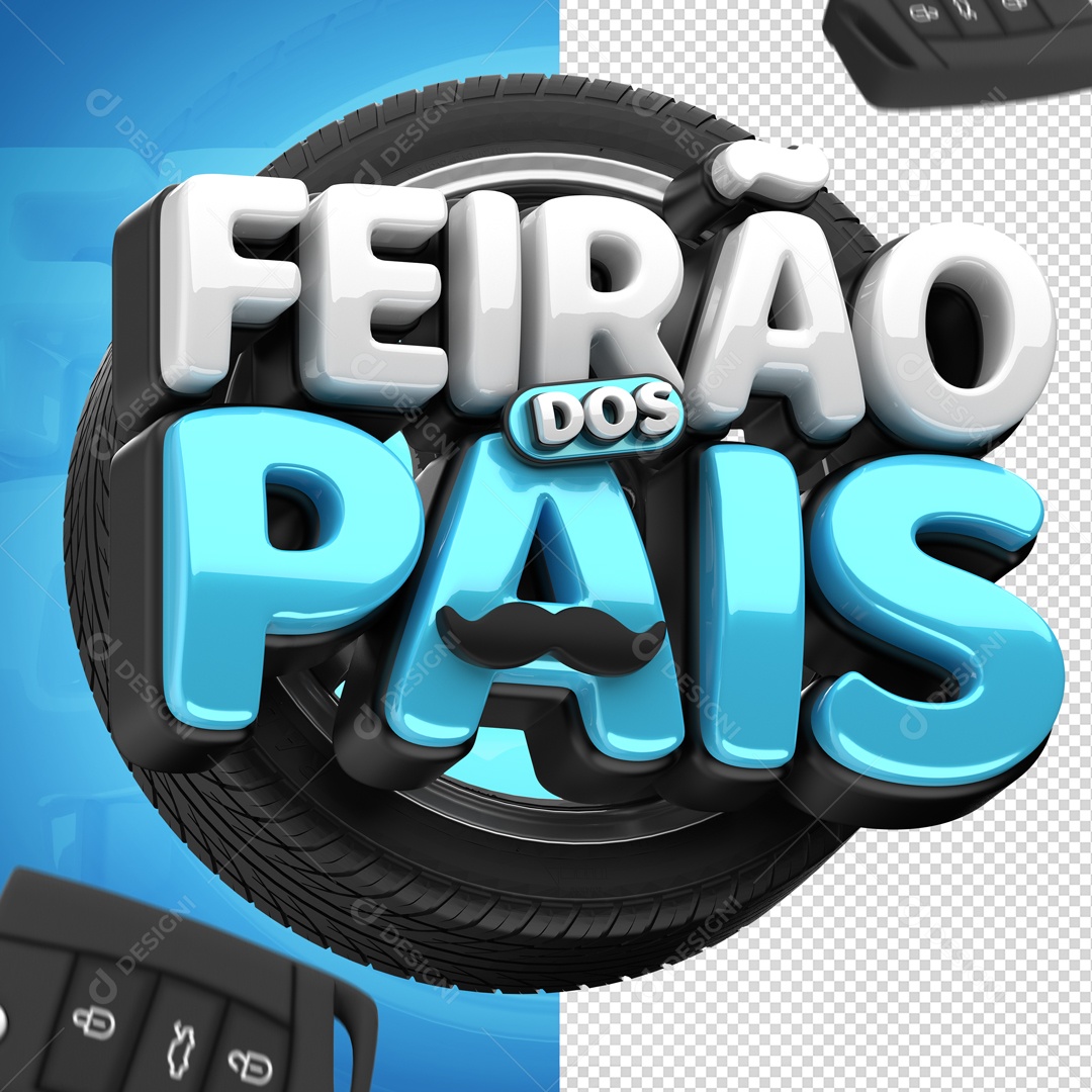 Feirão Dos Pais Azul Selo 3D Para Composição PSD