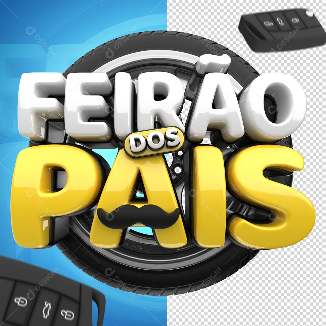 Selo 3D Feirão Dos Pais Carros Para Composição PSD