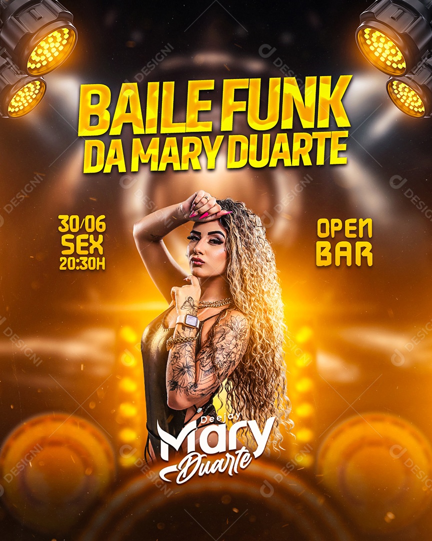 Flyer Baile Funk da Mary Duarte Social Media PSD Editável