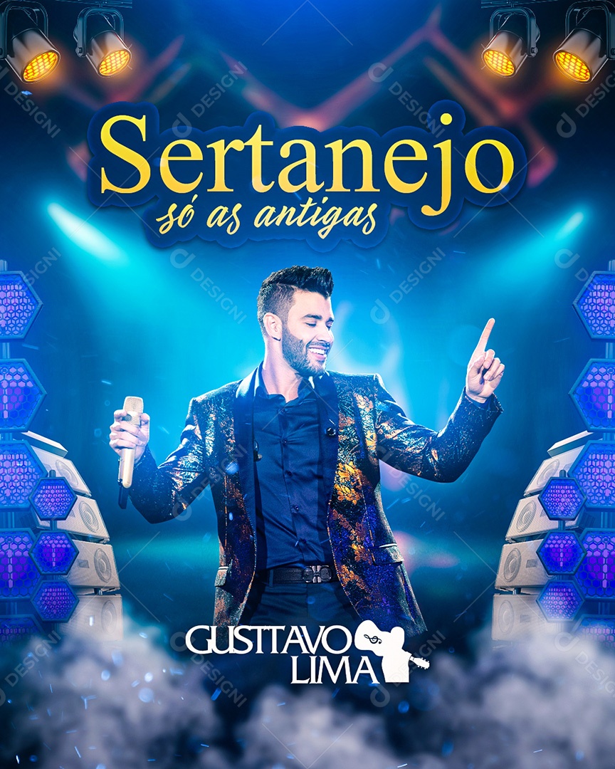 Flyer Sertanejo Gustavo Lima só as Antigas Social Media PSD Editável