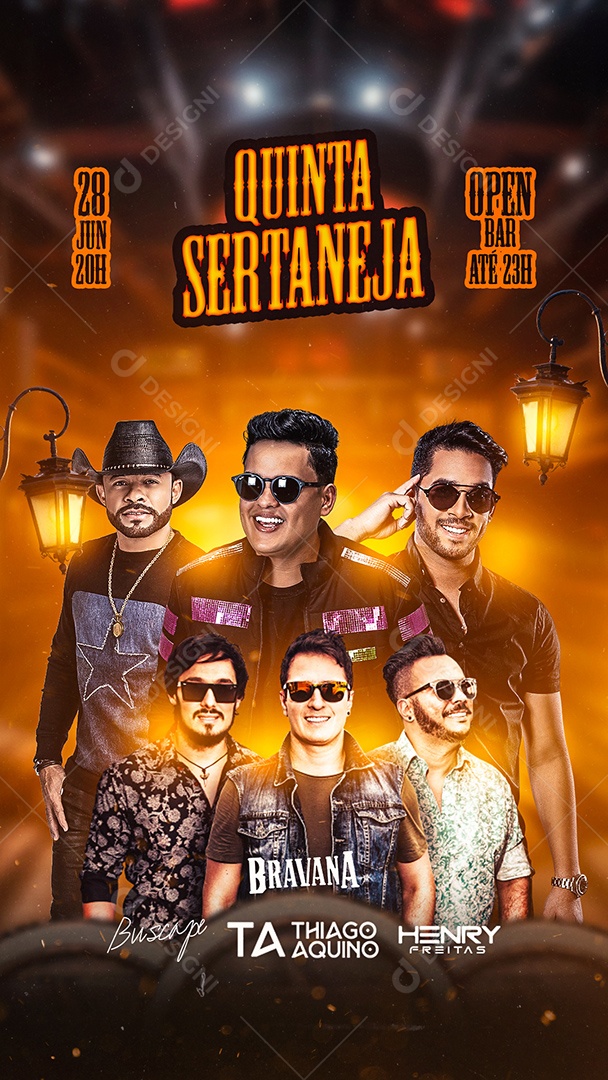 Flyer Quintaneja Open Bar Cantores Story Social Media PSD Editável