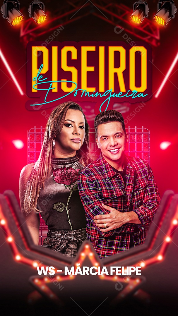 Flyer Piseiro de Domingueira Wesley Safadão e Marcia Felipe Story Social Media PSD Editável