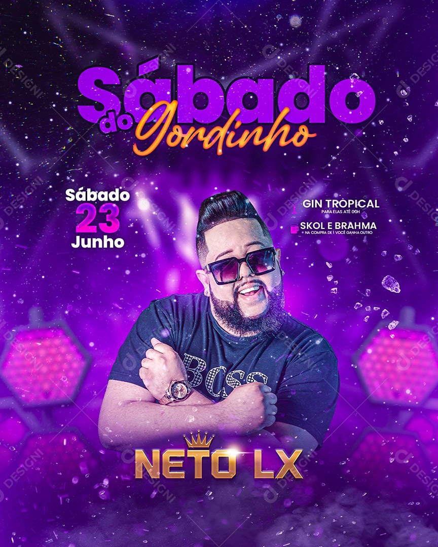 Flyer Sábado do Gordinho Cantor Neto LX Social Media PSD Editável