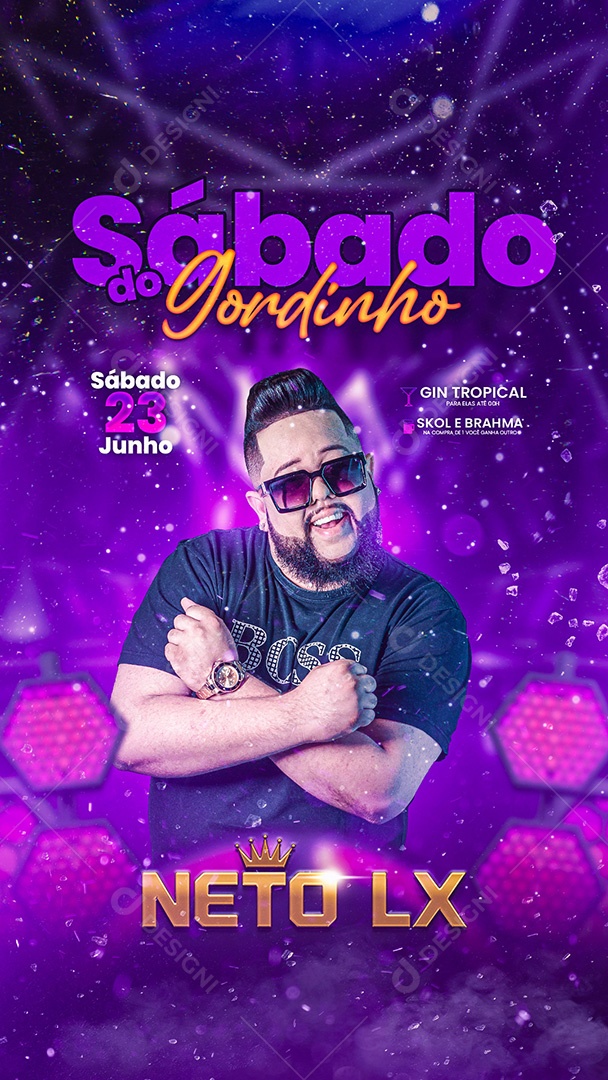 Flyer Sábado do Gordinho Cantor Neto LX Story Social Media PSD Editável